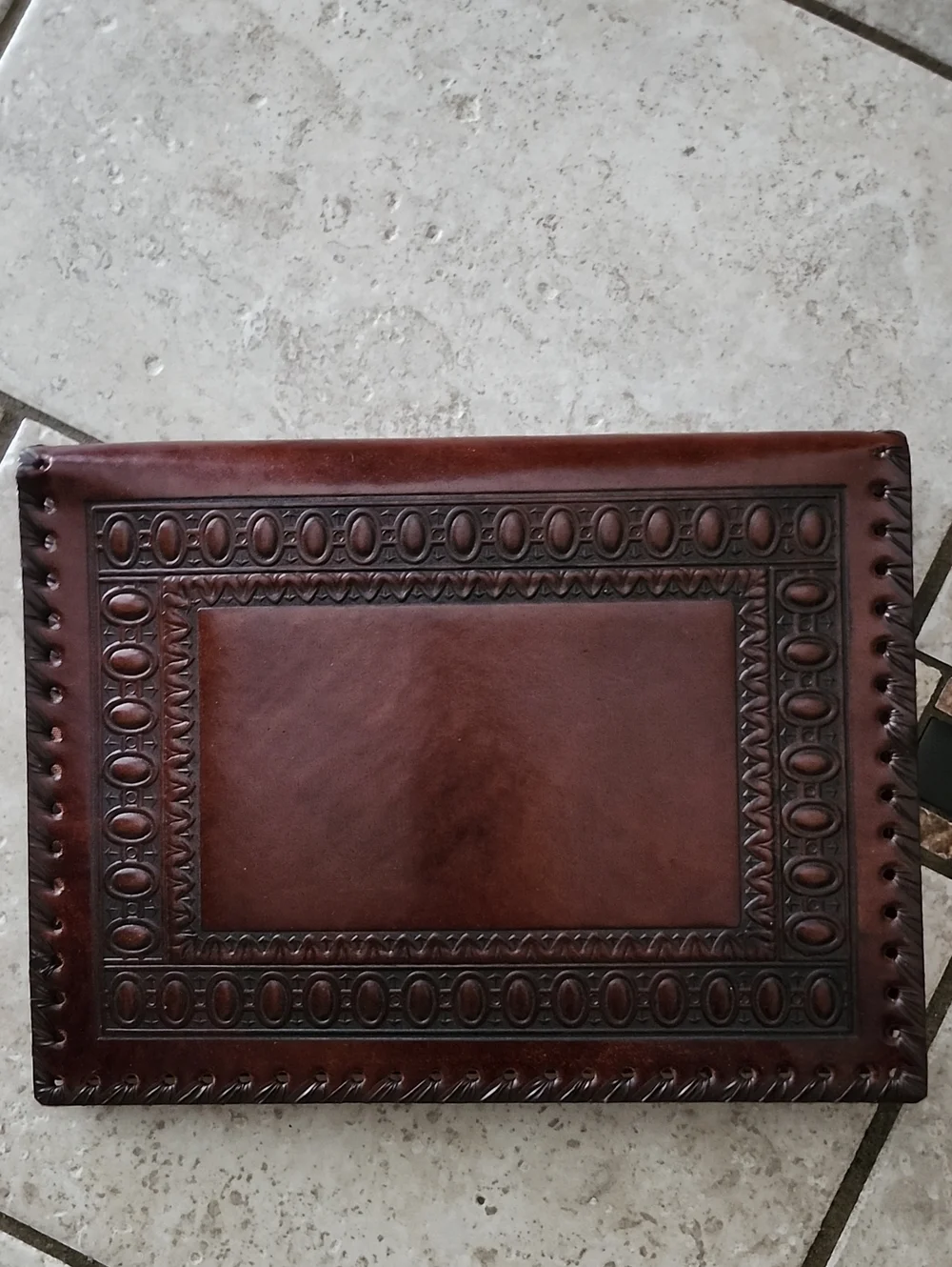 Vtg Italy Handtooled Brown Leather Notebook & Address Book